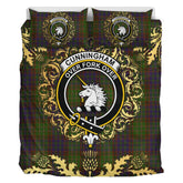 Cunningham Hunting Modern Tartan Crest Bedding Set - Golden Thistle Style
